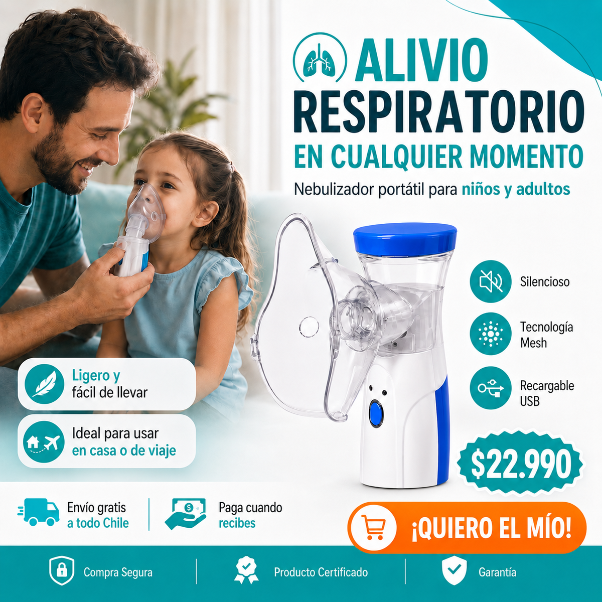 Nebulizador Portátil Niños Adultos