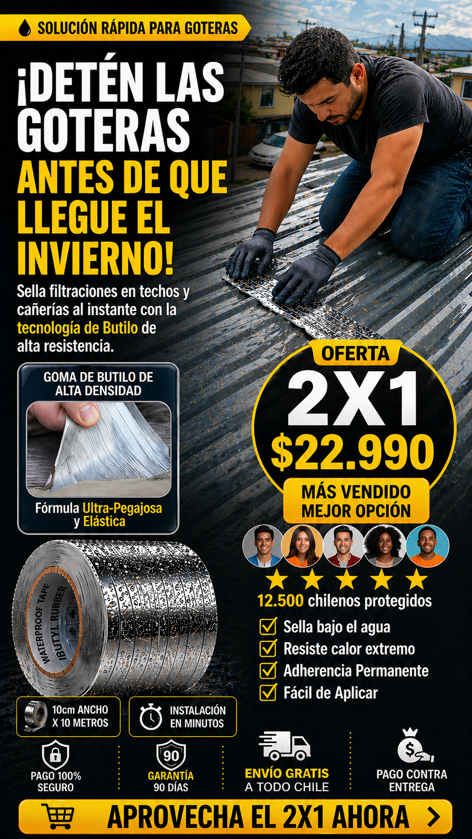 Cinta impermeable - Tapa goteras 2x1